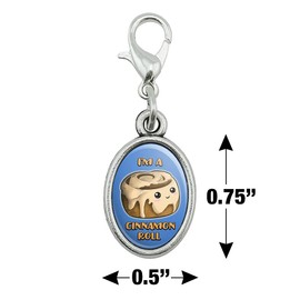 GRAPHICS & MORE I'm A Cinnamon Roll Kawaii Antiqued Bracelet Pendant Zipper Pull Oval Charm with Lobster Clasp
