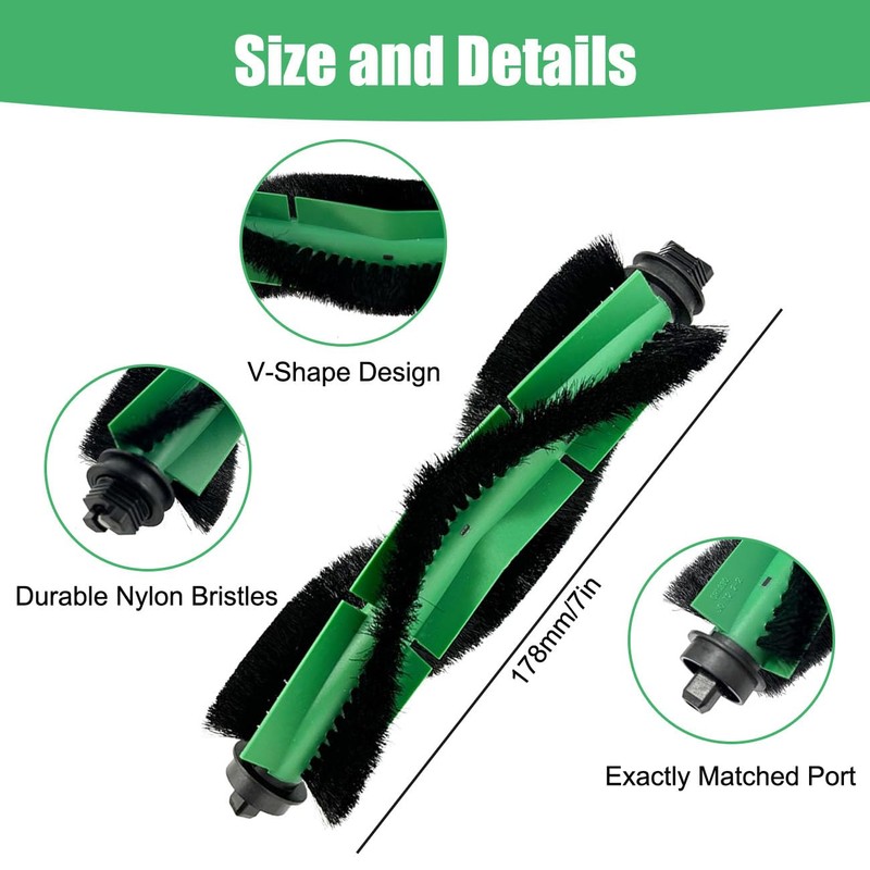 ECOMAID 4 Pack Replacement Multi-Surface Rubber Roller Brushes Compatible for