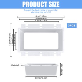 3 PCS BE3-3 Electrical Outlet Box Extenders with 18PCS Screws, （3-Gang) Electrical Power Three Gang Box Extender Electric Box Extender 3 Gang Power Switch Receptacles Accessories