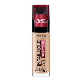 L'Oréal Paris makeup, waterproof and long-lasting liquid foundation with SPF 25, Infaillible 32H Fresh Wear makeup, No. 125 natural rose, 30 ml
