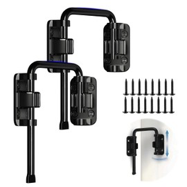 Patio Sliding Door Loop Lock, Thickened Anti-Rust Sliding Gate Latch for Fence,Garden, Bathroom, Outdoor, Garage, Window (Black,2 Pack)