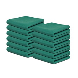 Lenenz Super Plush Surgical Huck Towels - Pack of 12 Green Cleaning Rags 16'' x 26'' - 100% Cotton Lint Free Huck Towel Ideal for Auto Detailing Perfect for Windows, Metal and Glass Cleaning