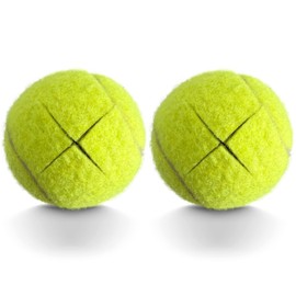 HiBallBall 2 Pack Precut Tennis Balls for Walkers, Heavy Duty Long Lasting Felt Pads for Furniture Legs and Floor Protection (Yellow)
