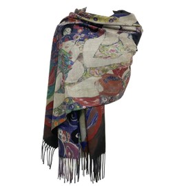GFM® Wool Blend Cashmere Texture Painting Art Based Print Shawl Scarf for Autumn Winter (Klimt The Virgins)(PWSHL-FS-SC-5123-A-KL)