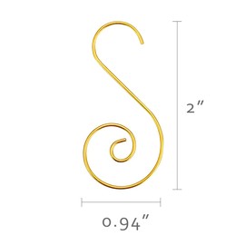 allydrew Christmas Tree Ornament Hooks, S-Shaped Swirl Hooks for Hanging Decorations (Pack of 80), Silver & Gold