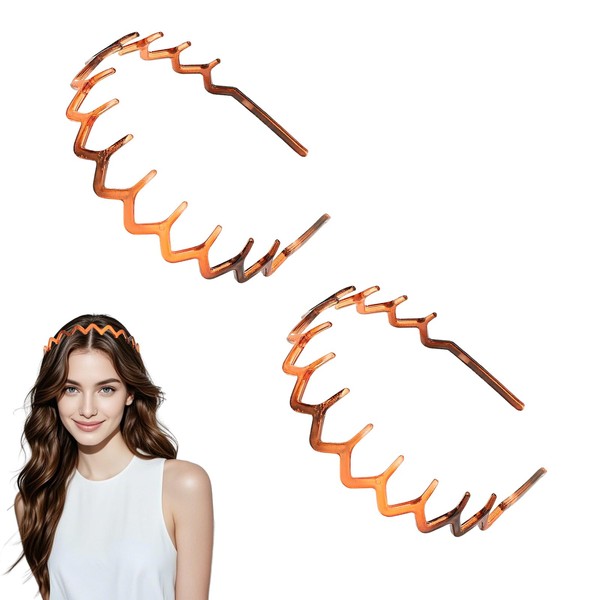 2 Pcs 90s Zig Zag Headband, Plastic Hairbands with Sharks