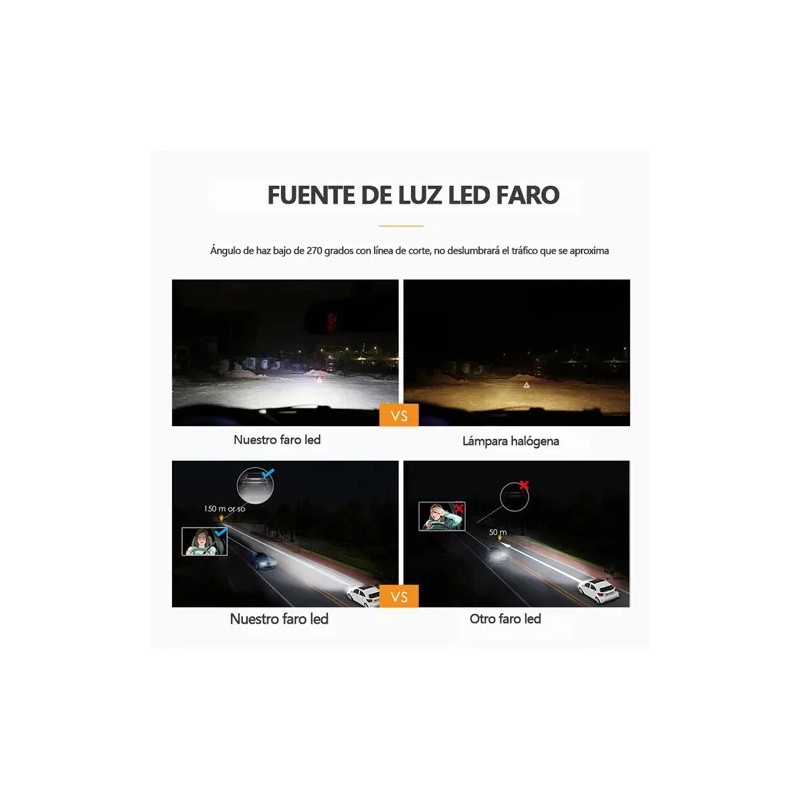 Kit De Faros Delanteros De 4 Lados 9007 H4 Led