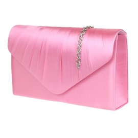 Girly Handbags Womens Satin Pleated Clutch Bag (Pink)