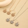 Crystal Snowflake Necklace with Earrings Set Women Sparkly Snowflower Pendant