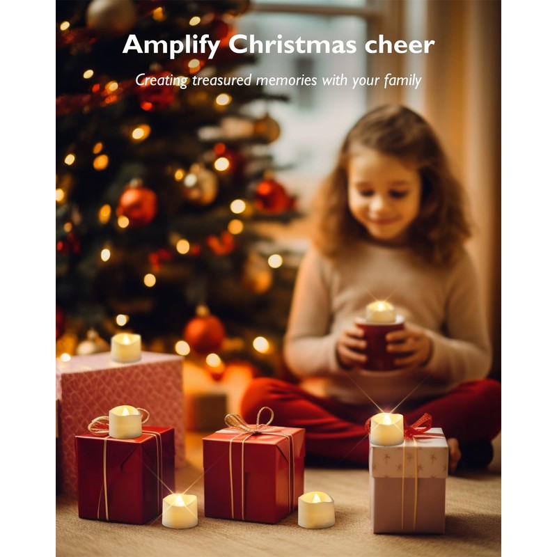 Homemory 72-Pack Novelty Flickering Flameless Tea Lights, 200+Hours Battery Operated,