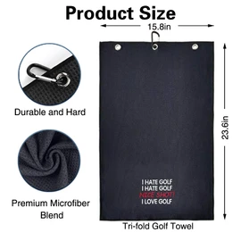 WUUCKOO I Hate Golf Nice Shot I Love Golf Embroidered Golf Towel, Funny Golf Towel for Golf Bag with Clip, Golf Accessories for Men, Birthday Retirement Gift for Grandpa Golfer Dad Brother Golf Lover