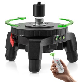 Huepar Electric Rotating Base for Laser Level – Remote Control, Dual-Speed 0.088°/s Fine Adjustment, Adjustable Tripod Legs, 5/8"-11 Thread with 1/4"-20 Adapter, 360° Motorized Turntable