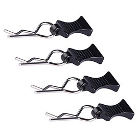 Acekeeps 4-Pack Aluminum RC Body Clips Pins with Aluminum Pull Tabs Upgrades for 1/10 Traxxas Arrma Losi Tamiya Axial RC Car (Black)