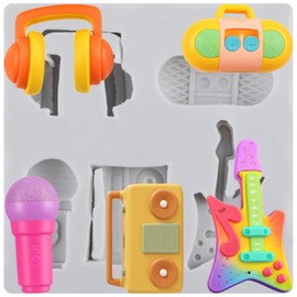 TAOXIBEI Rock Disco Boombox Microphone Radio Bass Silicone Polymer Clay Molds for DIY Crafts Epoxy Resin Casting Air Dry Polymer Clay Plaster Jewelry Making