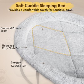 Zoratoo Elevated Cat Hammock Bed for Indoor Cats, Fluffy Warm Cuddle Cats Bed with Detachable Pad Bed Cover, Portable Pet Bed Raised Cuddler for Sleeping Kittens, Small Dog, Oval Cat Hammock Grey