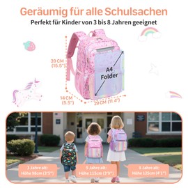 Bagseri Children's Backpacks for Boys Girls - 15L Nursery Backpack for Children 3 to 8, Children's Backpack with Chest Strap, Pink (pink unicorn)