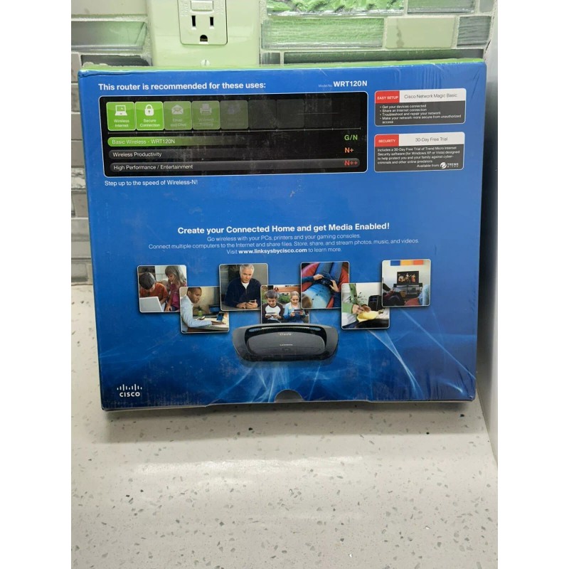 Cisco Linksys Wireless-N Home Router Cisco Model WRT120N 2.4 GHz