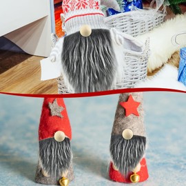 NICENEEDED 6 Pcs Pre Cut Gnome Beard and 6 Pcs Braids, Handwork Gnome Beard Fake Fluffy Gnome Dwarf Beard with Unfinished Wooden Balls for Theme Party Supplies Home Decor