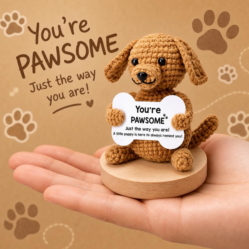 2PCS Positive Crochet Animals, Dog Ornaments For Home Office Decor