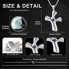 KiiKii Cross Necklace for Women 925 Sterling Silver Mens Cross Necklaces Crucifix Pendant Necklace Religious Jewelry Gifts