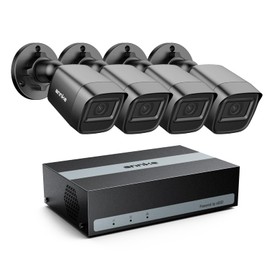 ANNKE 2MP Security Camera System, 3K Lite 8CH DVR Recorder with 1TB eSSD, 4X 1080P Wired Black Bullet Cams, 3.6mm Lens, IP67 Waterproof, AI Human&Vehicle Detection, Easy Remote Access, Smart Playback