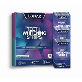LUNAR Teeth Whitening Strips, 28 Strips, Enamel Safe, Non Sensitive Formula, Non Slip, Removes Coffee, Wine & Smoking Stains,14 Day Treatment