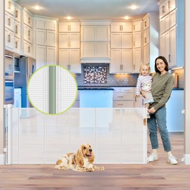 Reinforced 80 Inch Extra Wide Retractable Baby Gate with Reinforcement Strip Tall Retractable Dog Gate Mesh Outdoor Baby Gate for Decks Retractable Pet Gate Extra Long Baby Gate Extra Large Baby Gate