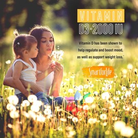 SMART FOR LIFE Vitamin D3 Gummies - High Absorption Vegan Vitamin D3 Gummies for Immune Support & Bone Strength - 60 Count - Vitamin D Gummies for Adults or Kids