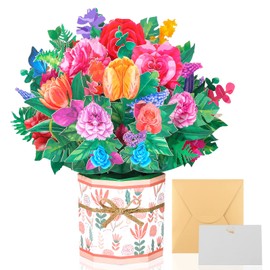 modacraft 3D Pop Up Grußkarten Nelken und Rosen, Pop Up Karte Blumen mit Umschlag Nachrichtenkarten, Popup Karte für Geburtstag Valentinstag Graduierungszeremonie Hochzeiten Muttertag Jahrestag