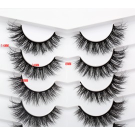 Pooplunch False Eyelashes Fluffy Cat Eye Look Wispy Fake Eyelashes Faux Mink Lashs 7 Pairs Pack