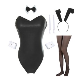 LTAKK - Traje de conejito para mujer, disfraz de senpai de criada, traje negro, talla XL