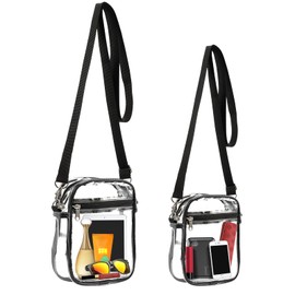 Yizerel 2 Pack Clear Crossbody Bag Stadium Approved, Clear Crossbody Purse with Front Pocket and Adjustable Strap for Concerts