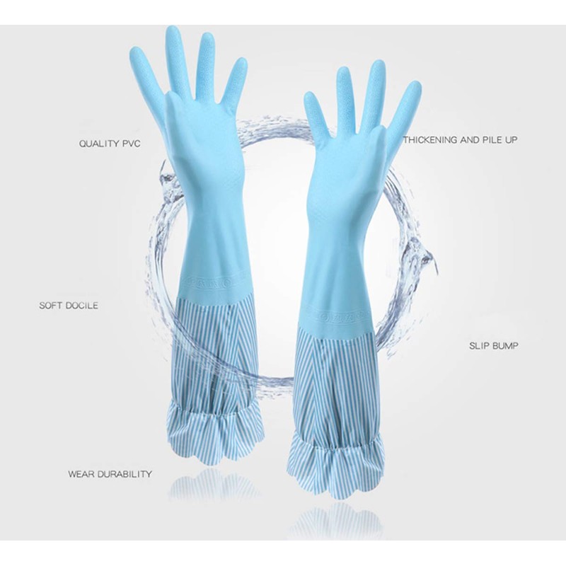 RARITYUS Household Kitchen Cleaning Gloves Waterproof Cotton Lined Dishwashing Non-Slip