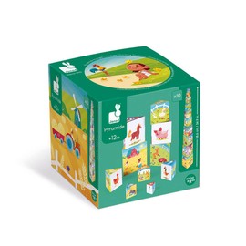 Janod - Triangular Pyramid Life on the Farm - Baby and Toddler Toy - Stacking and Stacking Toys - Learning Size and Number Terms - From 1 Year, J02651