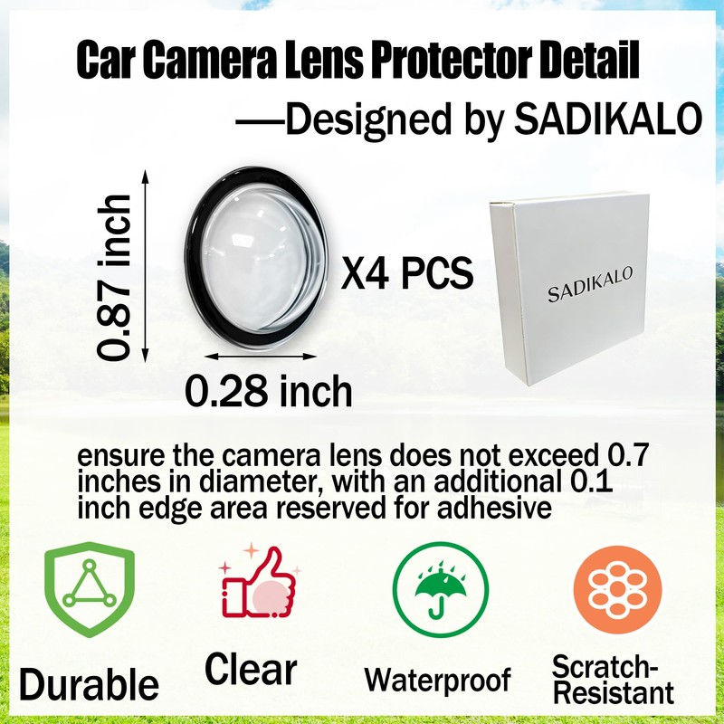 SADIKALO 4pcs Car Camera Lens Protector - HD Clear Lens