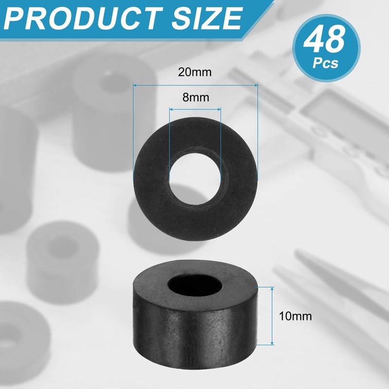 sourcing map 48 Pcs Rubber Spacers 20mm OD x 8mm