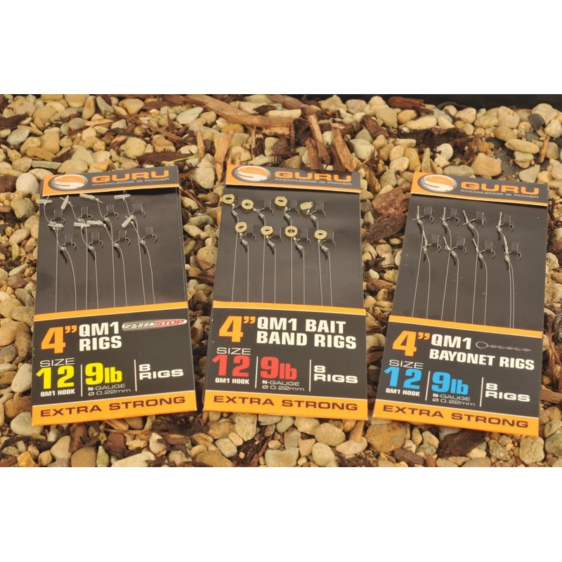 Guru QM1 15" Feeder Fishing Rigs On EVA Spool W/Speedstops: