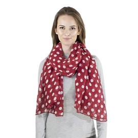 Basic Sense 10mm Polka Dot, Large Viscose Scarf, Red/White Dot