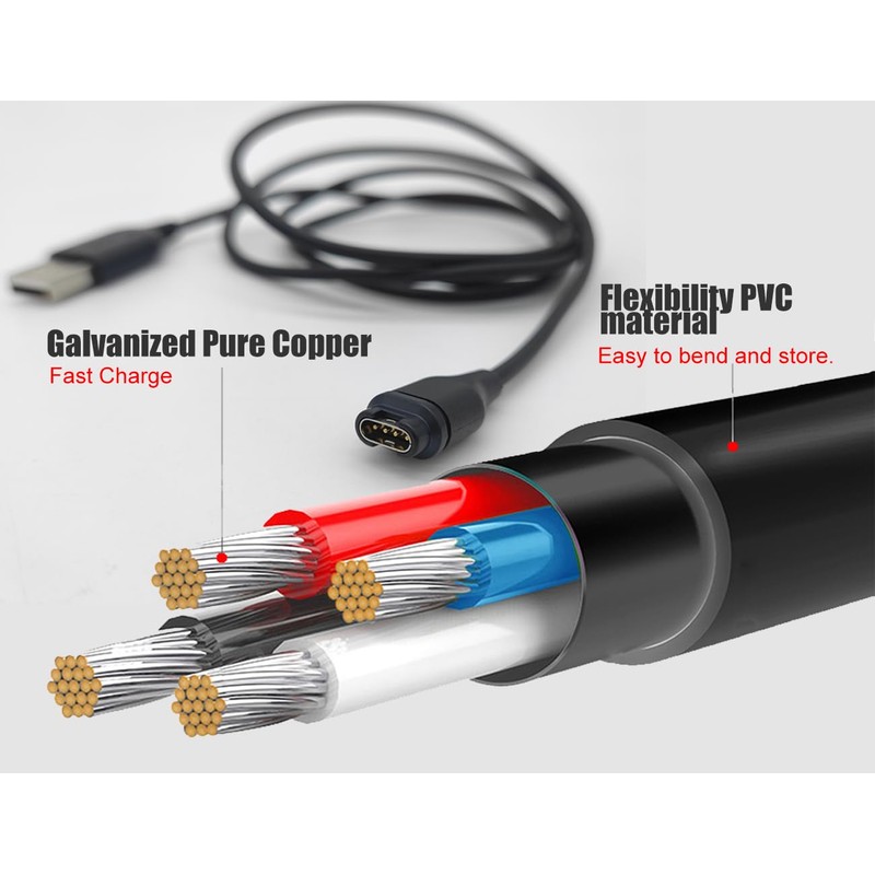 JIUJOJA Charger Cable Compatible with Garmin Watch - 3.93ft Length