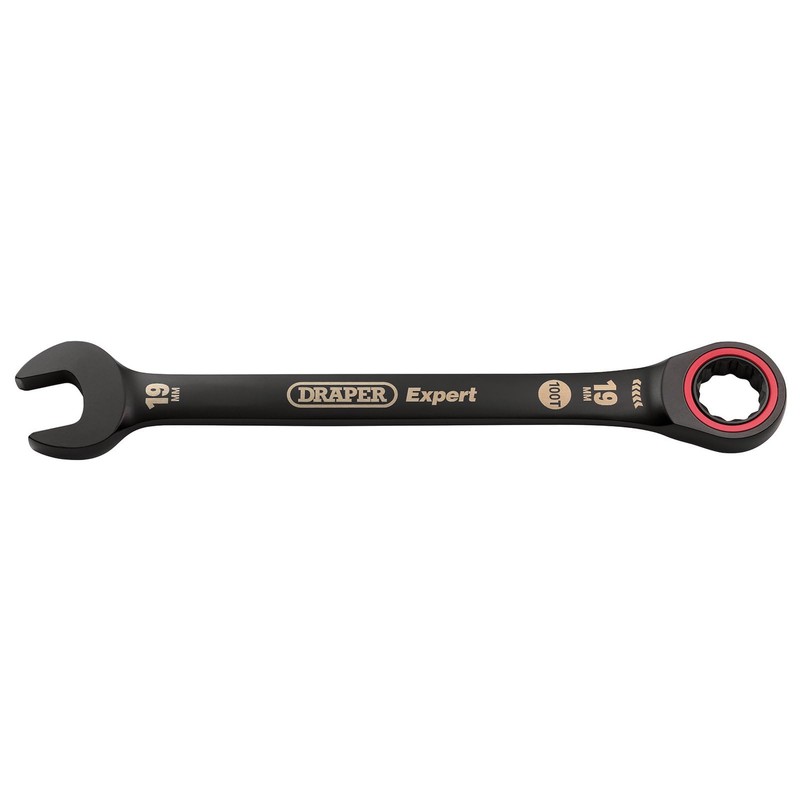 Draper 03892 Expert HI-TORQ Metric Ratchet Combination Spanner, 19mm, Black