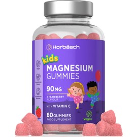 Horbaach Children's Magnesium Gummy Bears 90 mg with Vitamin C | 60 Magnesium Citrate Vegan Gummies - 2 Month Supply | Alternative to Capsules & Tablets | Magnesium Supplement for Children