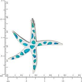 Aloha Jewelry Company Sterling Silver Created Blue Opal Starfish Necklace Pendant with 18" Box Chain