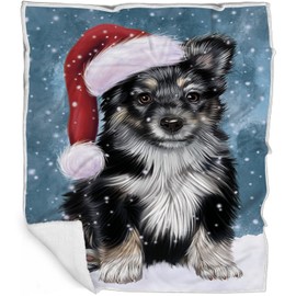 Australian Shepherd Dog Blanket - Let it Snow - Super Soft & Warm Pet Theme for Sofa or Bed, Warm Fleece, Sherpa or Woven Material, BLNKT162946 (60x80 Fleece)