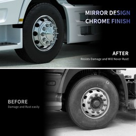 Axle Wheel Cover for Semi Truck Chrome ABS Plastic with 2 Front and 4 Rear Complete Axle Wheel Cover Set 33mm Spiked Screw-On Lug Nut Covers