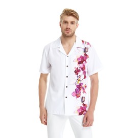 Matchable Family Hawaiian Luau Shirts, Watercolor Orchid, Men, Large