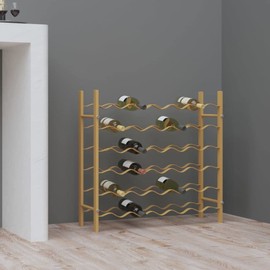 vidaXL 36-Bottle Wine Rack - Gold Metal, Freestanding Wine Holder for Modern Kitchens, Bars, and Pantries - Easy Assembly Required