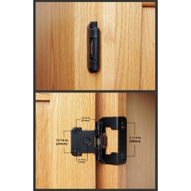 Decobasics 1/2" Overlay Semi Partial Wrap Around Kitchen Cabinet Hinges (1 Pair -2 Pack) - Self Closing Matte Black Cabinet Hinges for Kitchen Cabinets w/Cupboard Silicon Bumpers & Upgraded Screws