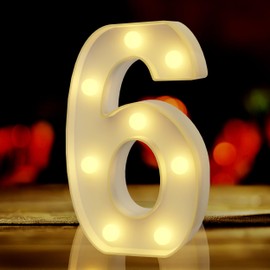 Marquee Numbers 6, Number Blocks Birthday Decorations for Men, Led Letter Light, Christmas Ornament, Lights for Decoration, Light Up Numbers for Party, Birthday Sign for Yard, Number Lights