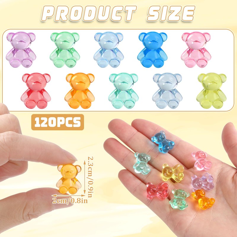 JUNEBRUSHS 120 Pcs Mini Teddy Bears Tiny Acrylic Bear Miniature