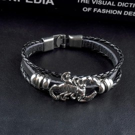 FDEETY Bracelet Women's Men's Scorpion Design Friendship Bracelets Pearl Bracelet Leather Bracelet Gift for Valentine's Day, One size, Gold, Agate